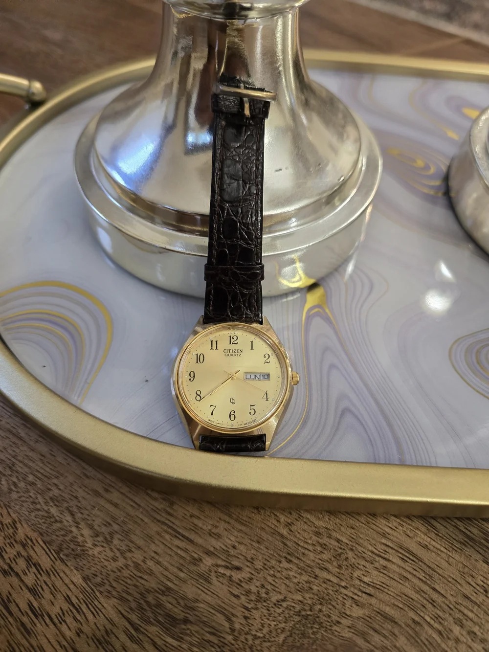 Citizen Quartz Men's Gold Dial Brown Leather Strap Watch